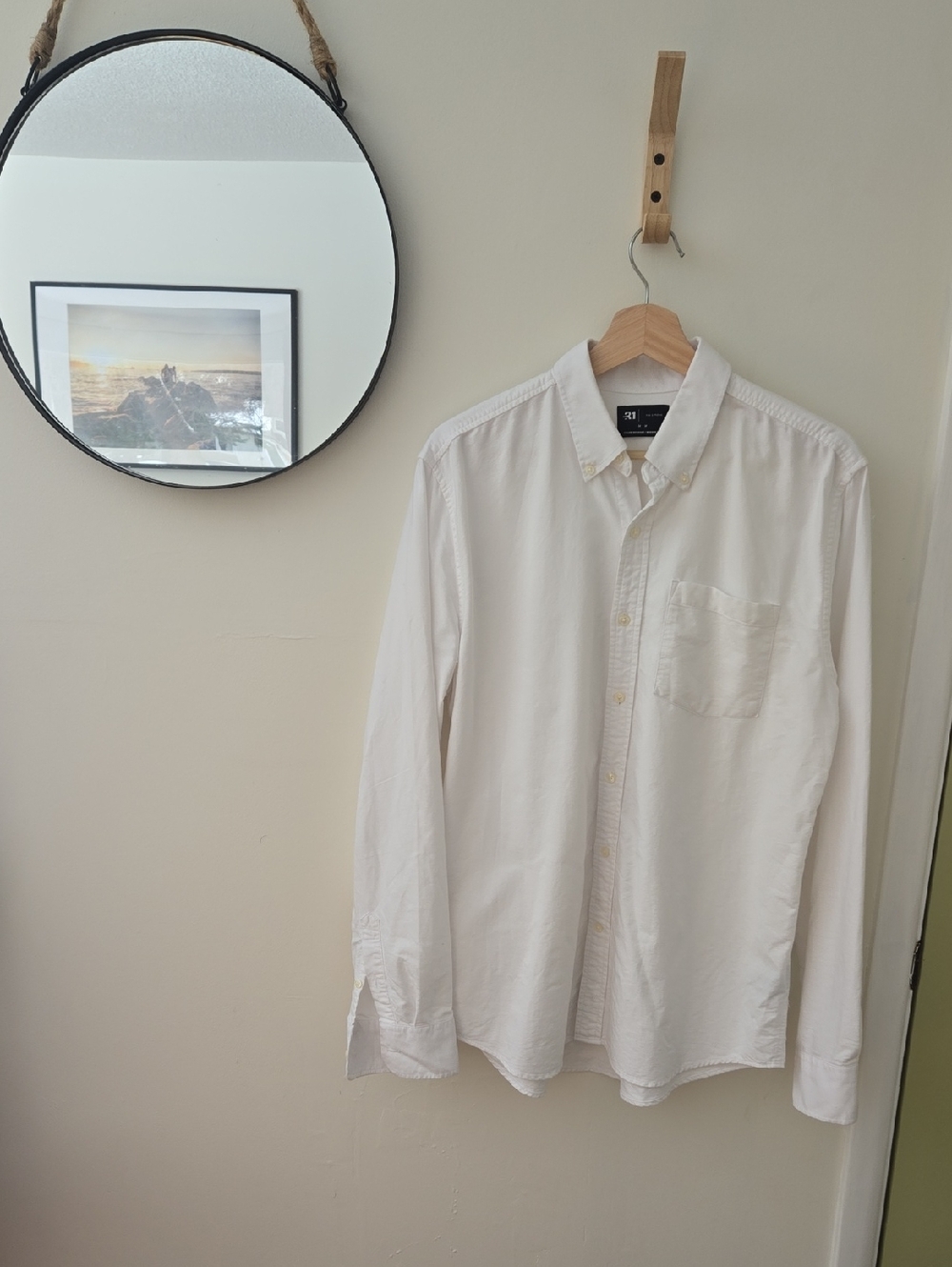 Le 31 By Simons White Long-Sleeve Oxford Shirt Size M